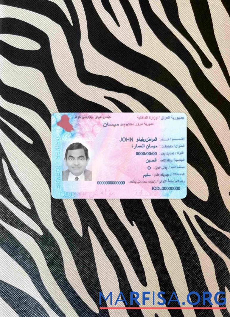 Printable Iraq driving license photolook real example